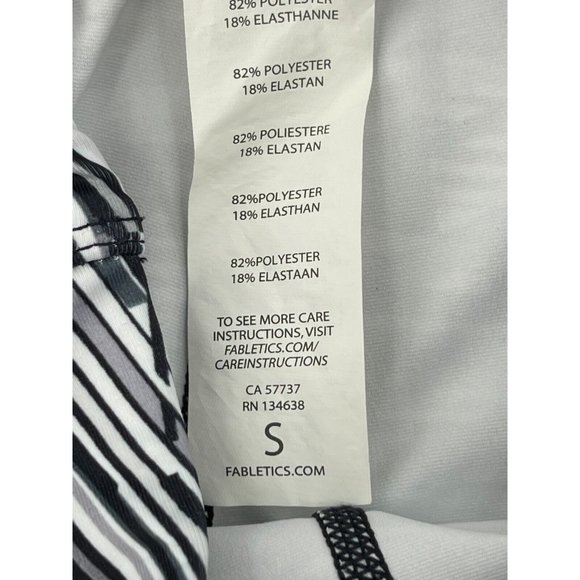 Fabletics Women's Black White Striped Pull On Stretch Activewear Leggings Size S - Picture 9 of 14